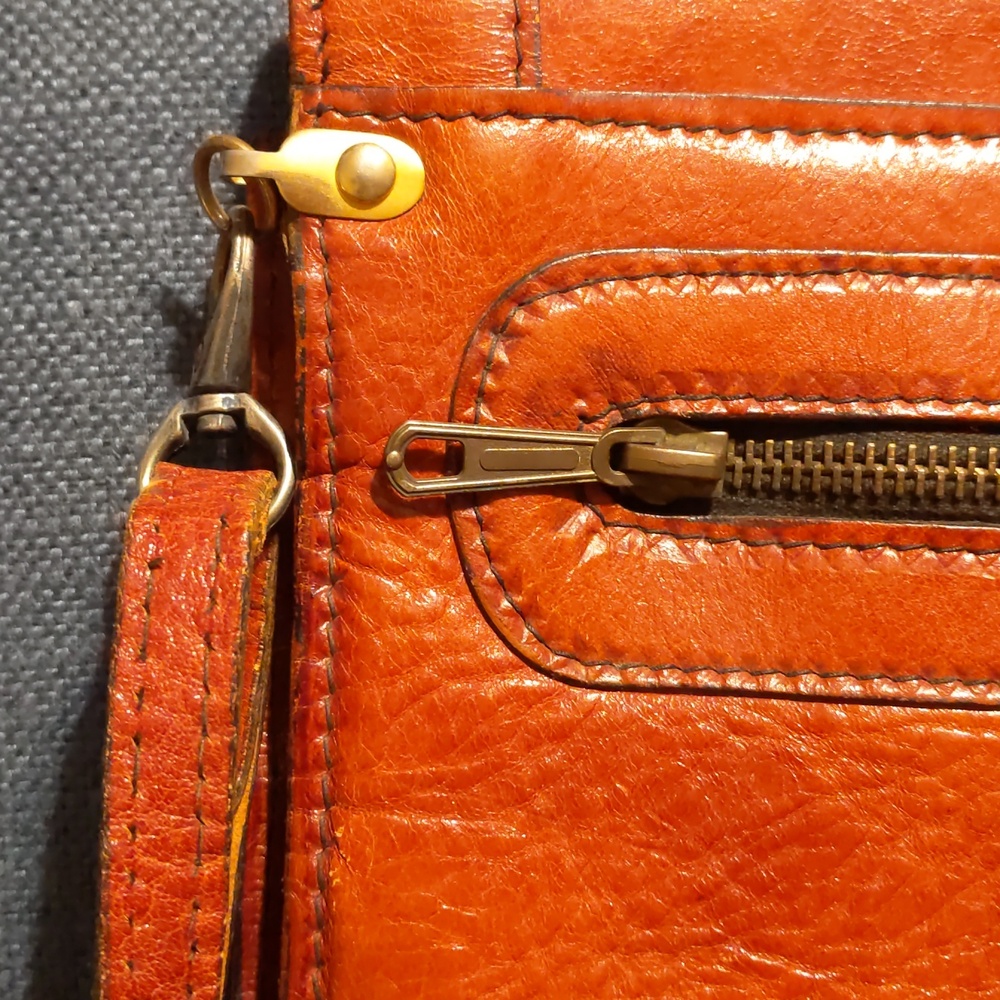 Vintage Oscar de la Renta Leather Brown Shoulder Briefcase Bag Bond Street Ltd - Picture 8 of 8